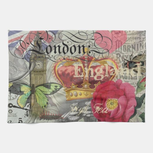 London England Reisen Vintag Europe Art Geschirrtuch (Horizontal)