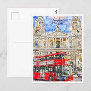 London England Reiseort Wasserfarbe Postkarte