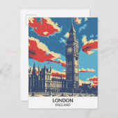 London England Retro Artwork Travel Postkarte (Vorne/Hinten)