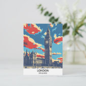 London England Retro Artwork Travel Postkarte (Stehend Vorderseite)