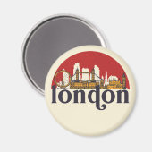 London England Retro City Skyline City Art Magnet (Vorderseite/Rückseite)