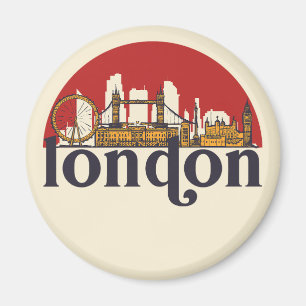 London England Retro City Skyline City Art Magnet