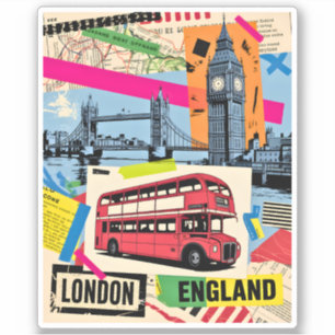 London England Retro-Pop-Art Vintage-Bus-Reise Aufkleber