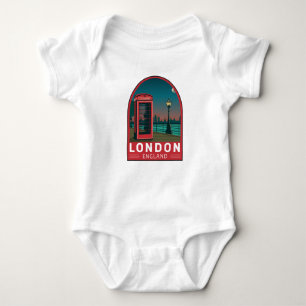 London England Retro Reise Kunst Vintage Baby Strampler