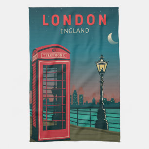 London England Retro-Reise-Kunst Vintage Geschirrtuch