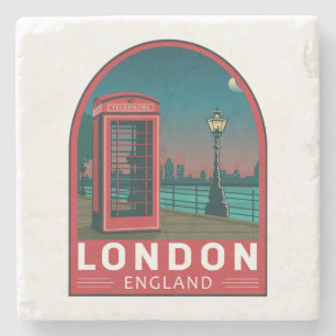 London England Retro Reise Kunst Vintage Steinuntersetzer