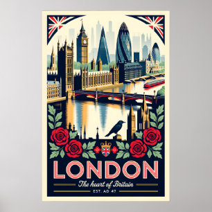 London England Retro-Reiseplakat-Kunst Poster