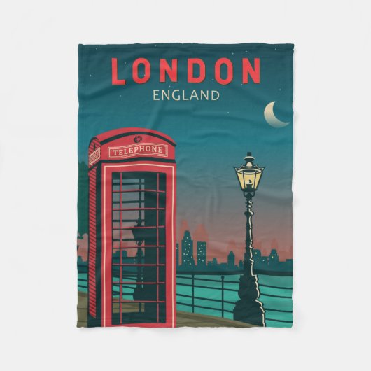 London England Retro Travel Art Vintag Fleecedecke (Vorderseite)