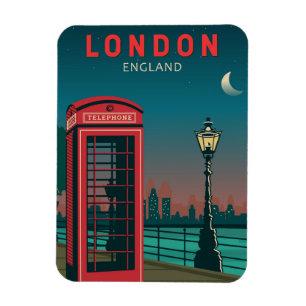 London England Retro Travel Art Vintag Magnet