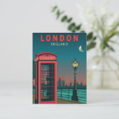 London England Retro Travel Art Vintag Postkarte (Stehend Vorderseite)
