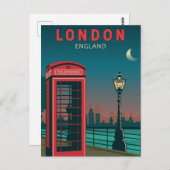 London England Retro Travel Art Vintag Postkarte (Vorne/Hinten)