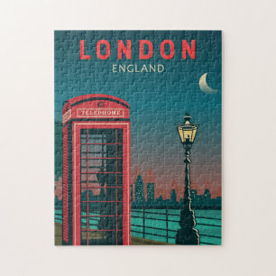 London England Retro Travel Art Vintag Puzzle