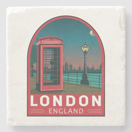 London England Retro Travel Art Vintag Steinuntersetzer (Vorderseite)