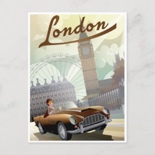 London England Retro Travel Art Vintager Empfang Postkarte
