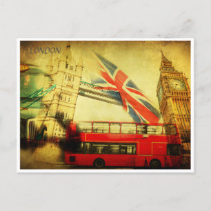 London England Retro Travel Art Vintager Empfang Postkarte