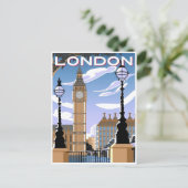 London England Retro Travel Art Vintager Empfang Postkarte (Stehend Vorderseite)