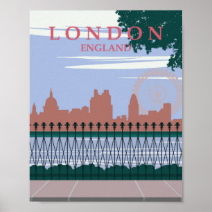 London England Retro Vintage Travel Poster