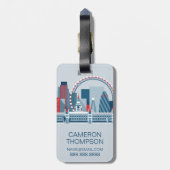 London, England | rote, weiße und blaue Skyline Gepäckanhänger (Rückseite vertikal)