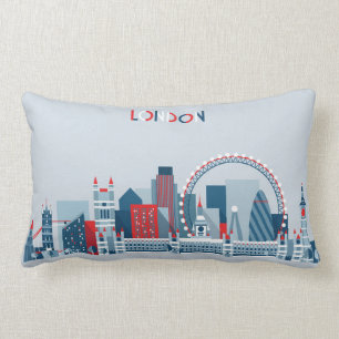 London, England rote, weiße und blaue Skyline Lendenkissen