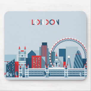 London, England   rote, weiße und blaue Skyline Mousepad