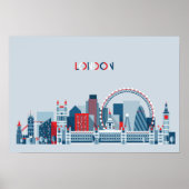 London, England | Rote, weiße und blaue Skyline Poster (Vorne)