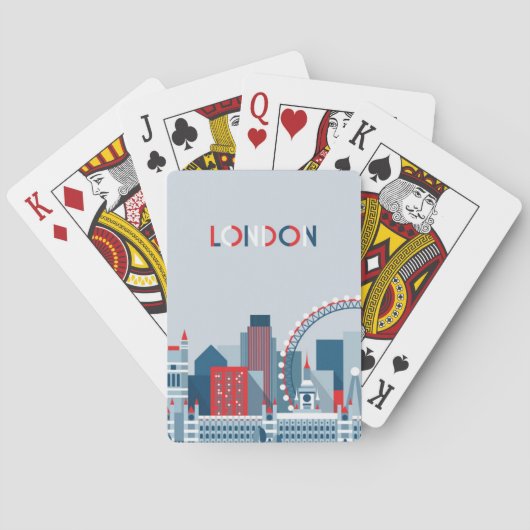 London, England | rote, weiße und blaue Skyline Spielkarten (Rückseite)