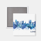 London England Skyline Blue Magnet (Vorderseite/Rückseite)