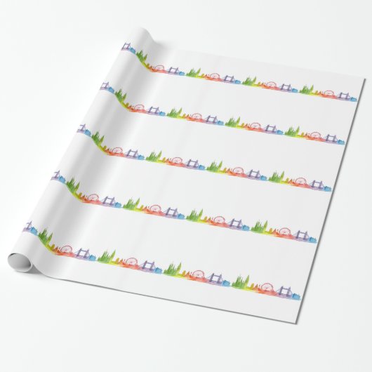 London England Skyline Colorful Pattern Modern W Geschenkpapier (Ungerollt)