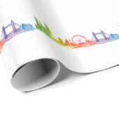 London England Skyline Colorful Pattern Modern W Geschenkpapier (Rolleneckpunkt)