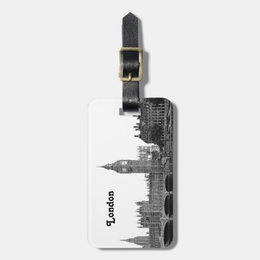 London England Skyline Etched Gepäckanhänger (Vorderseite vertikal)
