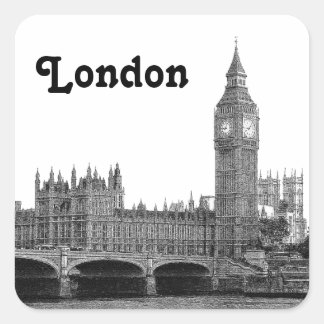 London England Skyline Etched Quadratischer Aufkleber