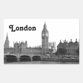 London England Skyline Etched Rechteckiger Aufkleber (Vorderseite)