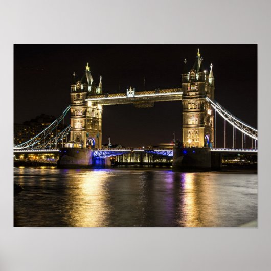 London England Skyline Night Poster Bridge (Vorne)