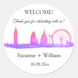 London England Skyline Pink Favorites Hochzeiten Runder Aufkleber