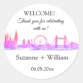 London England Skyline Pink Favorites Hochzeiten Runder Aufkleber