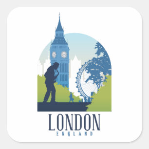 London England Skyline Quadratischer Aufkleber