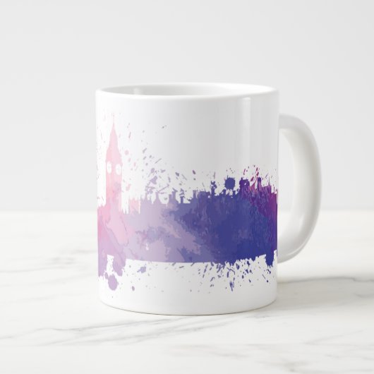 London England Skyline Splash Jumbo-Tasse (Vorderseite Rechts)