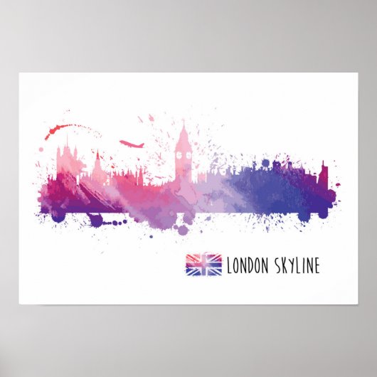 London England Skyline Splash Poster (Vorne)