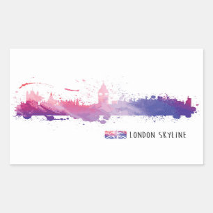 London England Skyline Splash Rechteckiger Aufkleber
