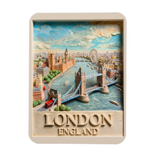 London England Skyline Vintage Texturierte Reise K Magnet