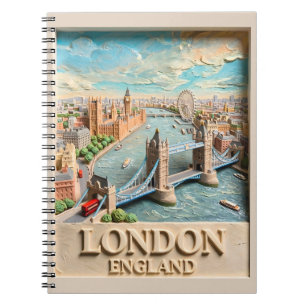 London England Skyline Vintage Texturierte Reise K Notizblock