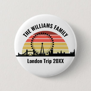 London England Sunset Custom Family Trip Button