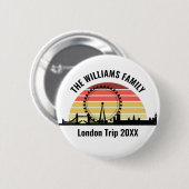 London England Sunset Custom Family Trip Button (Vorne & Hinten)
