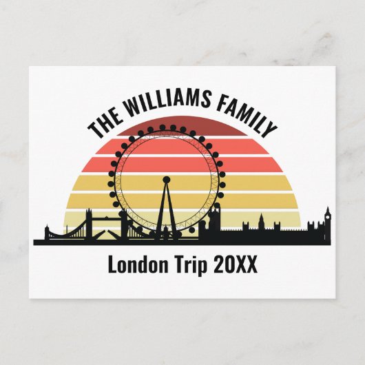 London England Sunset Custom Family Trip Postkarte (Vorderseite)