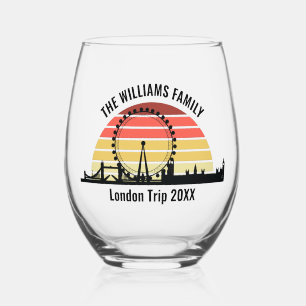London England Sunset Custom Family Trip Weinglas Ohne Stiel