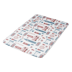 London England Symbole Muster Bath Mat Badematte