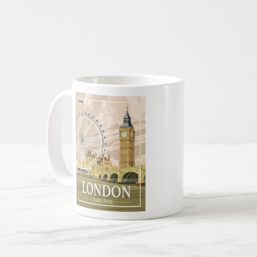 London England Tasse - Größe 11oz (Vorderseite Links)