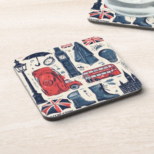 London-England-Thema Getränkeuntersetzer (Linke Seite)