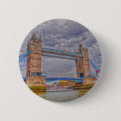 London, England Tower Bridge & Thames River Button (Vorderseite)