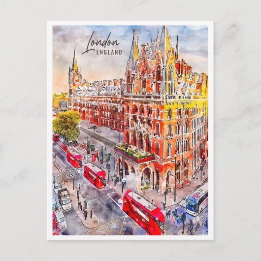 London England Travel Place Watercolor Postkarte (Vorderseite)